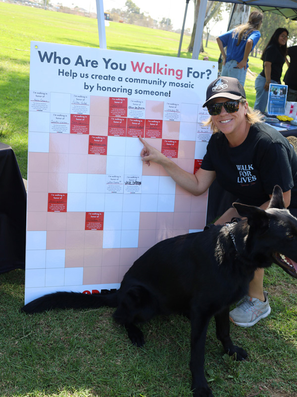 ODRescue Who are You Walking For? honor board at the Walk for Lives event